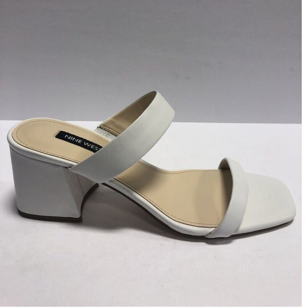 Nine West Women’s Galvin, White Block Heel Sandals, Size 8.5m